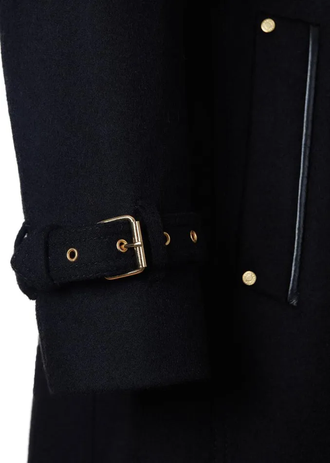 Women Marlborough Shearling Trench Coat Soft Black Holland Cooper Tailoring