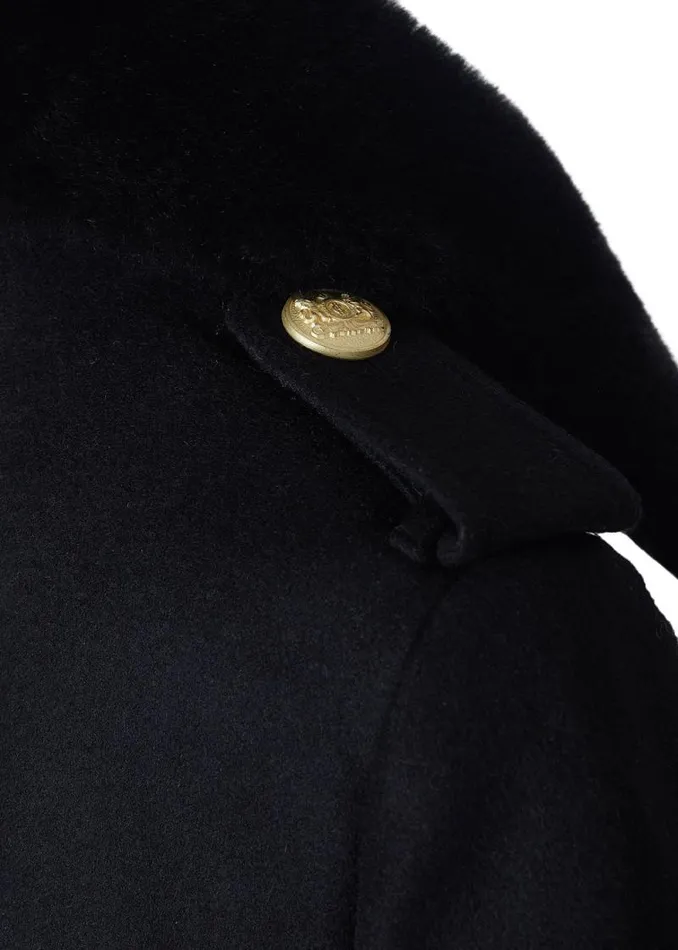 Women Marlborough Shearling Trench Coat Soft Black Holland Cooper Tailoring