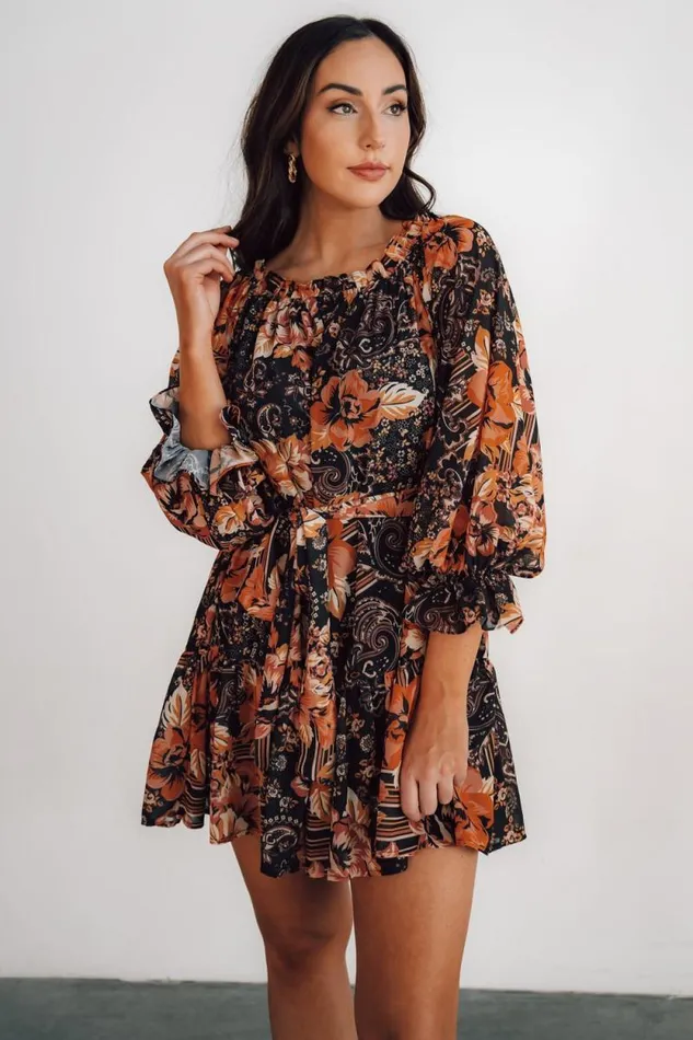 Women Mars Short Dress Black Multi Print Baltic Born Short Dresses Women Mars Short Dress Black Multi Print Baltic Born Short Dresses