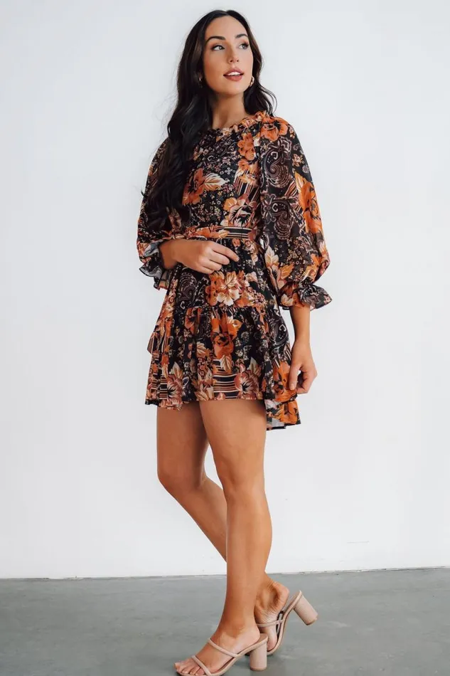 Women Mars Short Dress Black Multi Print Baltic Born Short Dresses Women Mars Short Dress Black Multi Print Baltic Born Short Dresses