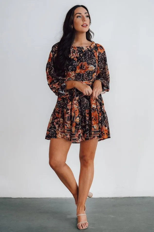Women Mars Short Dress Black Multi Print Baltic Born Short Dresses Women Mars Short Dress Black Multi Print Baltic Born Short Dresses