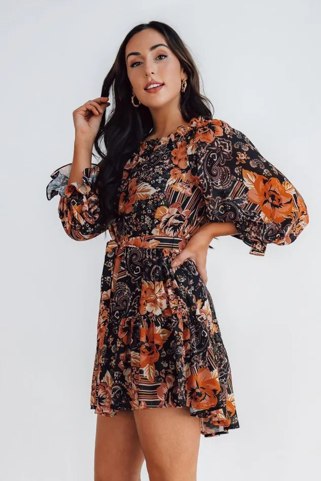Women Mars Short Dress Black Multi Print Baltic Born Short Dresses Women Mars Short Dress Black Multi Print Baltic Born Short Dresses