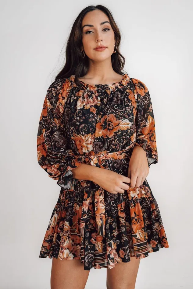 Women Mars Short Dress Black Multi Print Baltic Born Short Dresses Women Mars Short Dress Black Multi Print Baltic Born Short Dresses
