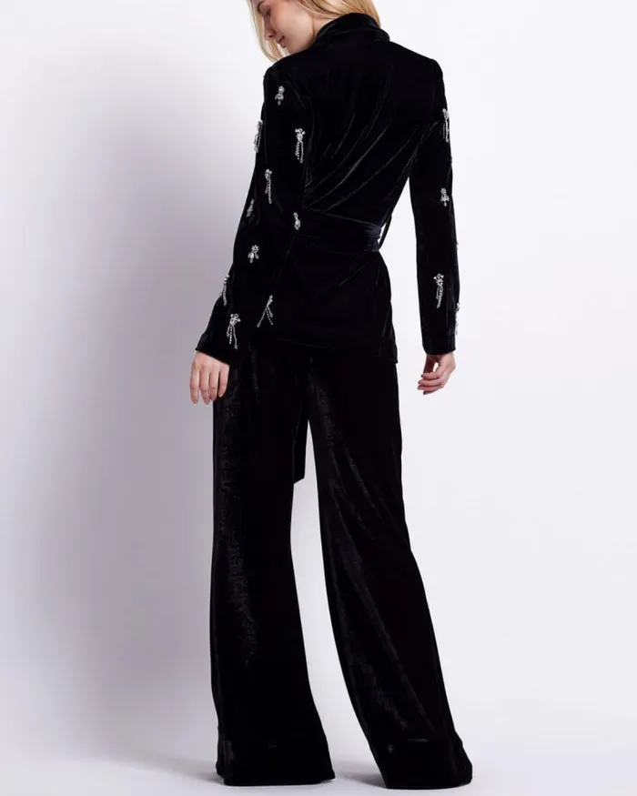 Women Matching Sets PatBO HAND BEADED VELVET KIMONO JACKET Black