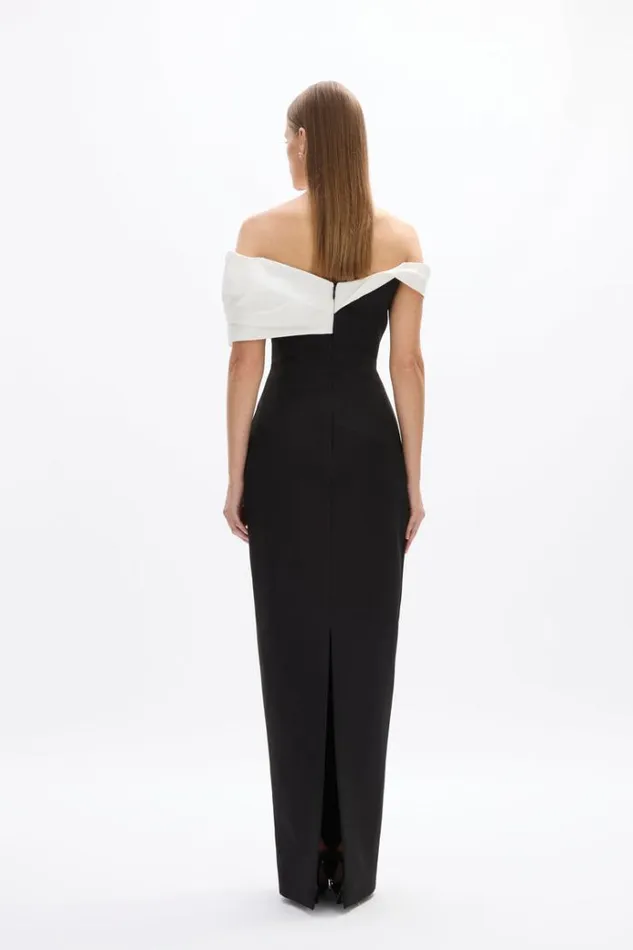 Women Maxi Dresses Rachel Gilbert Delila Gown BlackWhite