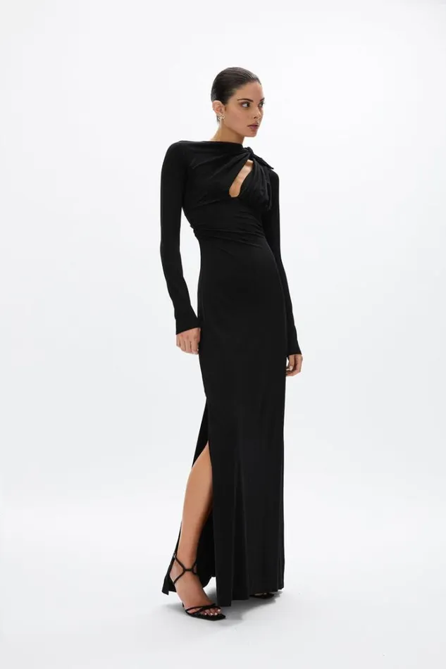 Women Maxi Dresses Rachel Gilbert Tanner Sleeve Gown Black