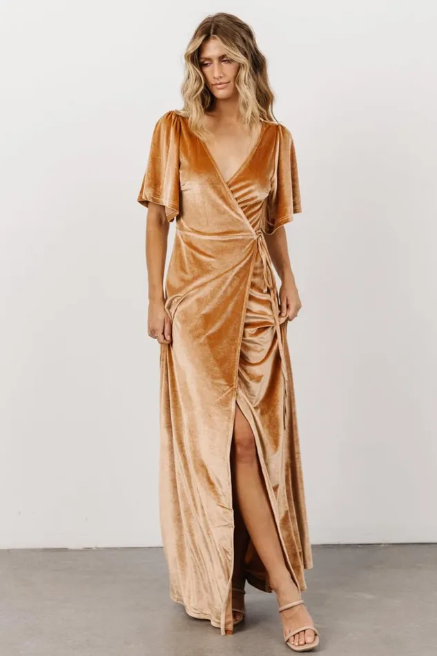 Women Meghan Velvet Wrap Maxi Dress Golden Hour Baltic Born Maxi Dresses Women Meghan Velvet Wrap Maxi Dress Golden Hour Baltic Born Maxi Dresses