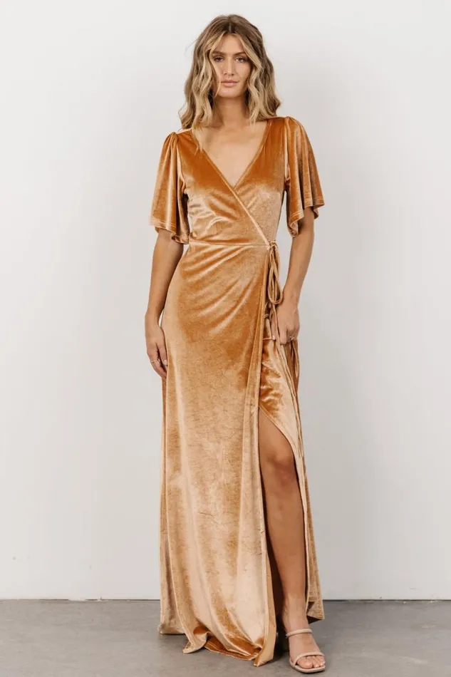 Women Meghan Velvet Wrap Maxi Dress Golden Hour Baltic Born Maxi Dresses Women Meghan Velvet Wrap Maxi Dress Golden Hour Baltic Born Maxi Dresses