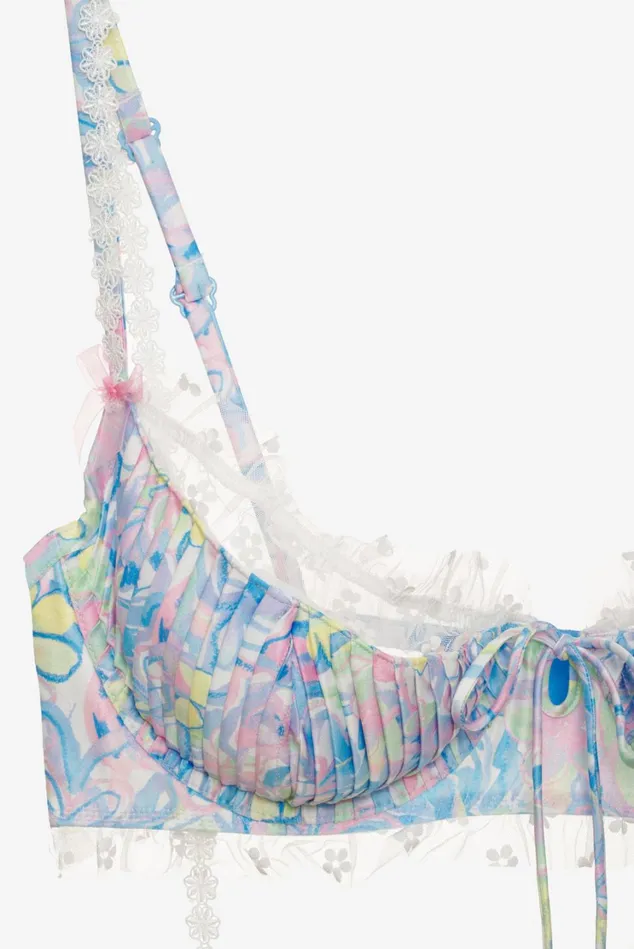 Women Midsummer Floral Underwire Bra Blue For Love and Lemons Lingerie