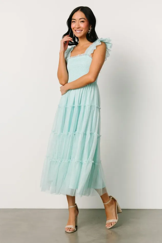 Women Mindi Tulle Midi Dress Sea Blue Baltic Born Midi Dresses Women Mindi Tulle Midi Dress Sea Blue Baltic Born Midi Dresses