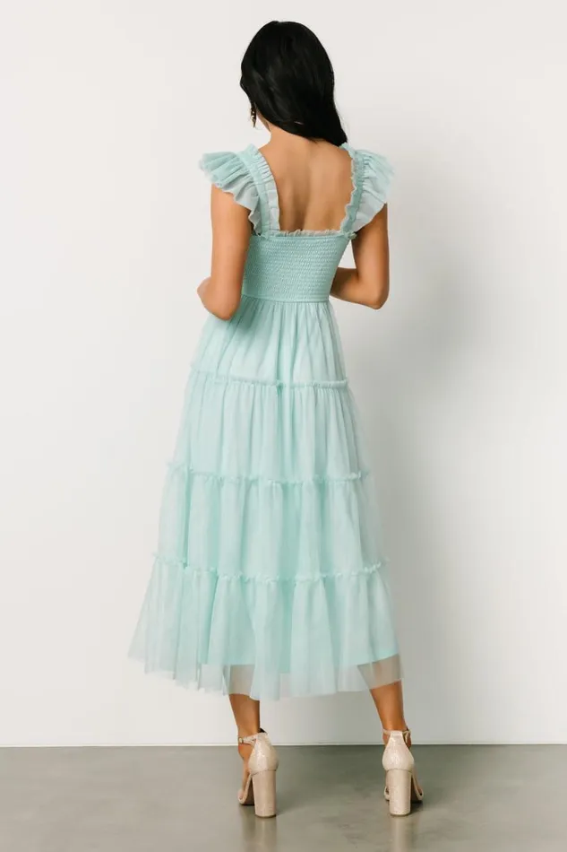 Women Mindi Tulle Midi Dress Sea Blue Baltic Born Midi Dresses Women Mindi Tulle Midi Dress Sea Blue Baltic Born Midi Dresses