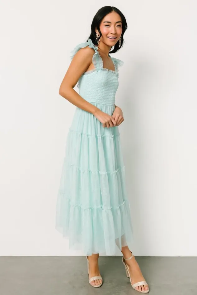 Women Mindi Tulle Midi Dress Sea Blue Baltic Born Midi Dresses Women Mindi Tulle Midi Dress Sea Blue Baltic Born Midi Dresses