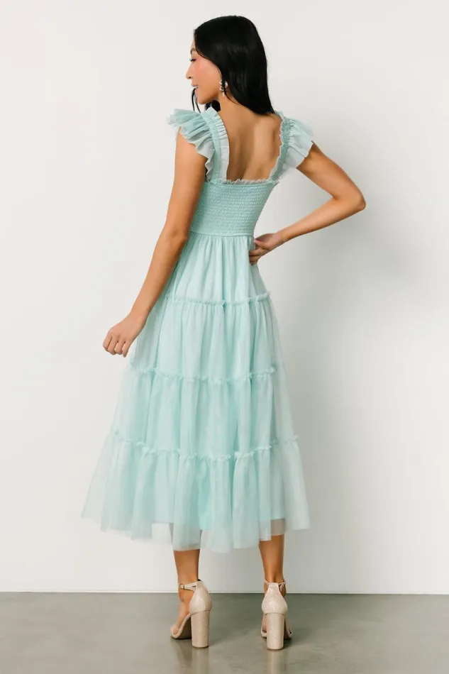 Women Mindi Tulle Midi Dress Sea Blue Baltic Born Midi Dresses Women Mindi Tulle Midi Dress Sea Blue Baltic Born Midi Dresses