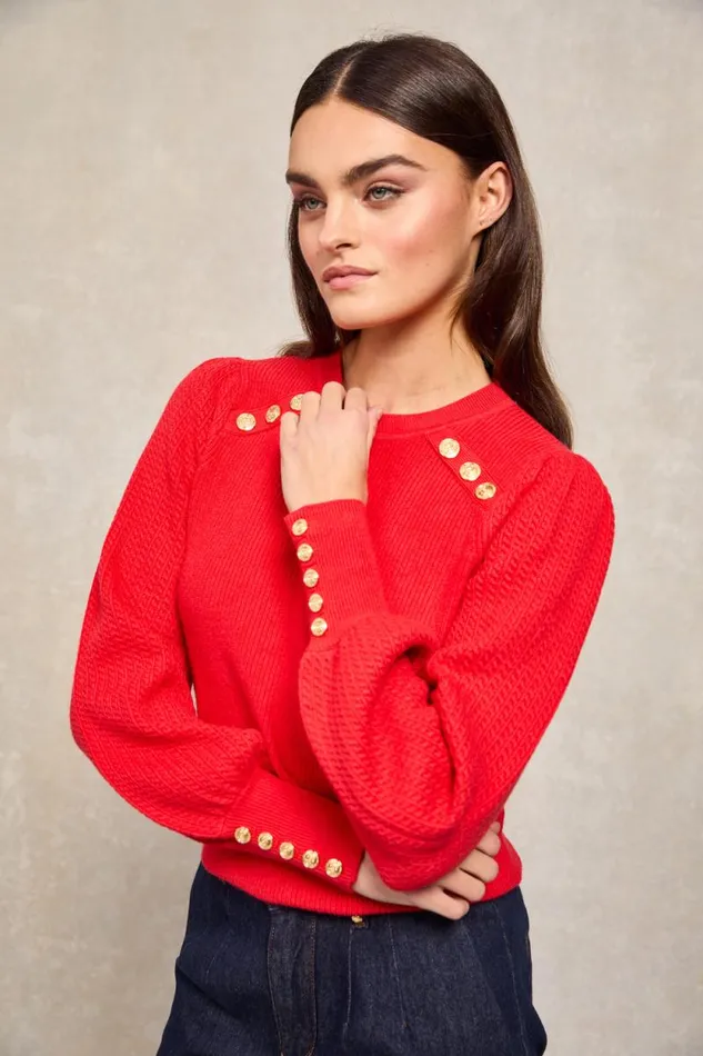 Women Naomi Crew Neck Knit Hot Coral Holland Cooper Knitwear Women Naomi Crew Neck Knit Hot Coral Holland Cooper Knitwear