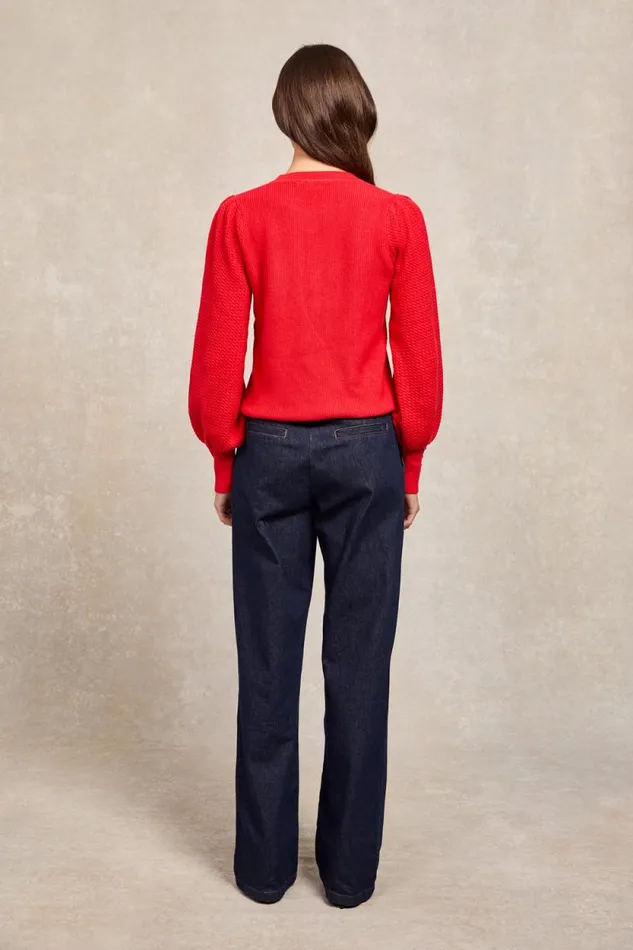 Women Naomi Crew Neck Knit Hot Coral Holland Cooper Knitwear Women Naomi Crew Neck Knit Hot Coral Holland Cooper Knitwear