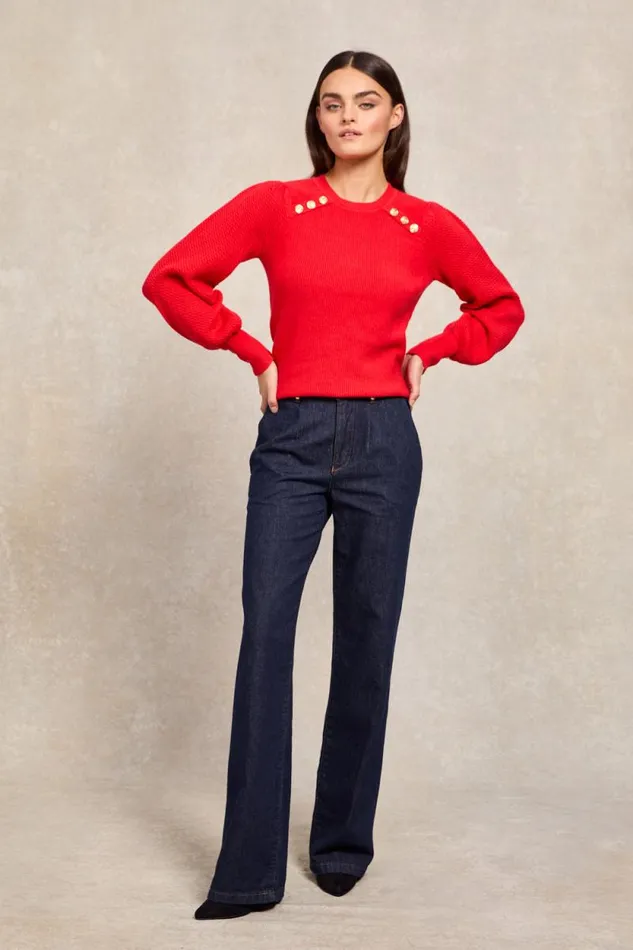Women Naomi Crew Neck Knit Hot Coral Holland Cooper Knitwear Women Naomi Crew Neck Knit Hot Coral Holland Cooper Knitwear