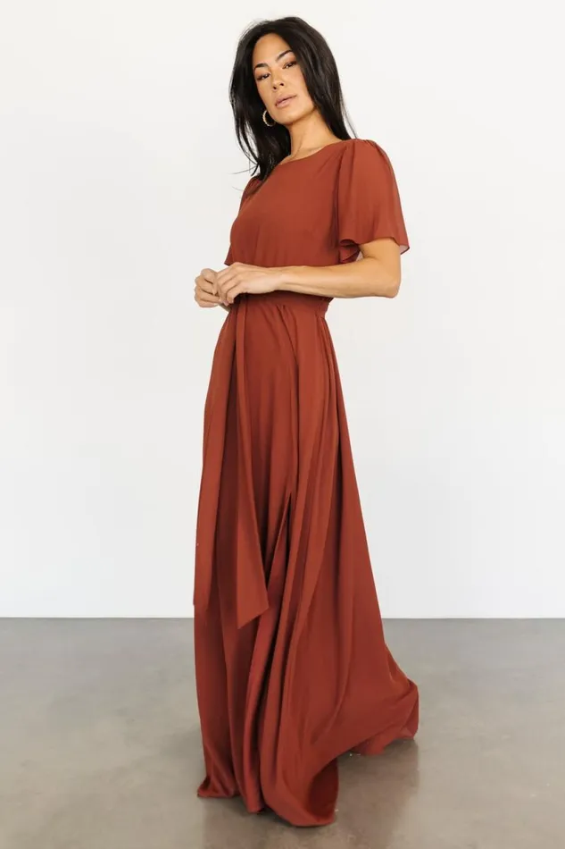 Women Naomi Short Sleeve Maxi Dress Cinnamon Baltic Born Maxi Dresses