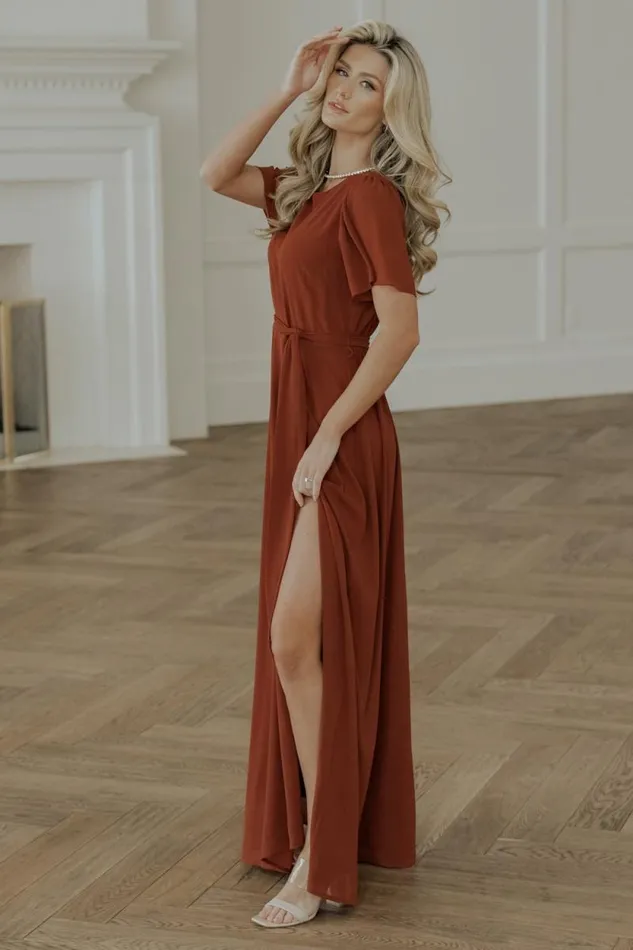 Women Naomi Short Sleeve Maxi Dress Cinnamon Baltic Born Maxi Dresses