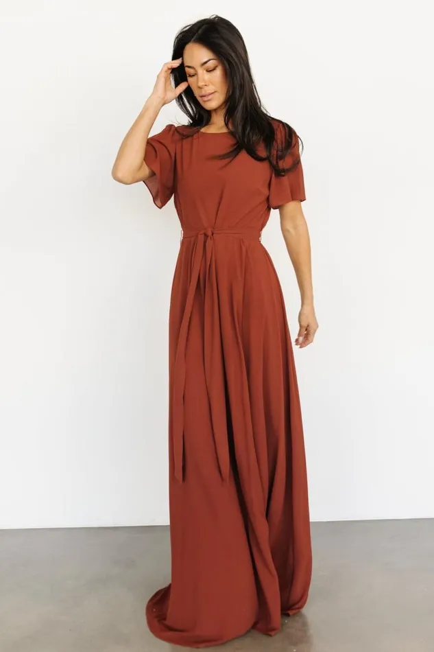 Women Naomi Short Sleeve Maxi Dress Cinnamon Baltic Born Maxi Dresses