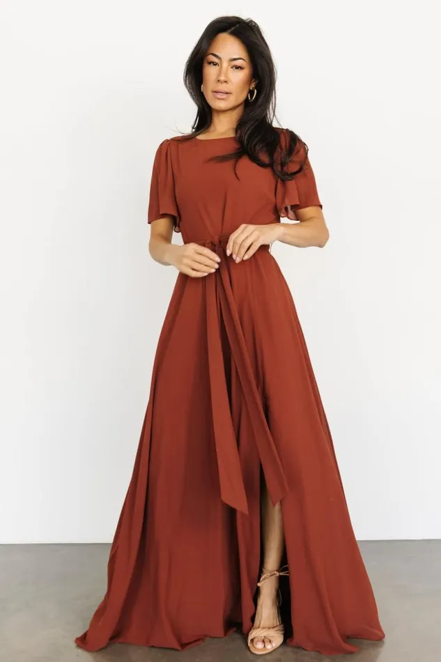 Women Naomi Short Sleeve Maxi Dress Cinnamon Baltic Born Maxi Dresses