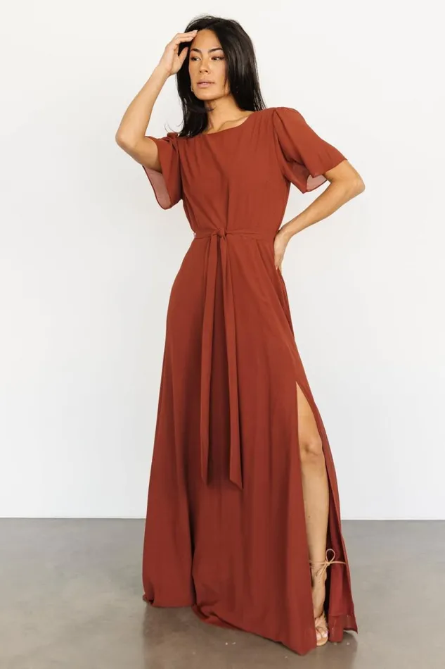 Women Naomi Short Sleeve Maxi Dress Cinnamon Baltic Born Maxi Dresses