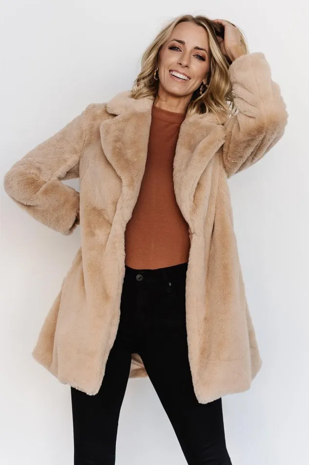 Women Narla Faux Fur Coat Oatmeal Baltic Born Outerwear