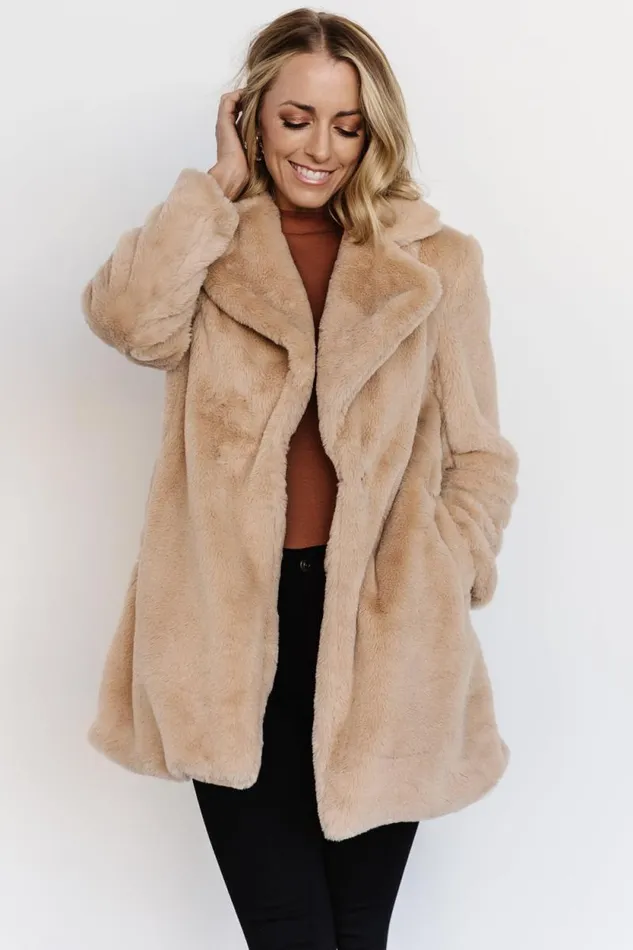 Women Narla Faux Fur Coat Oatmeal Baltic Born Outerwear