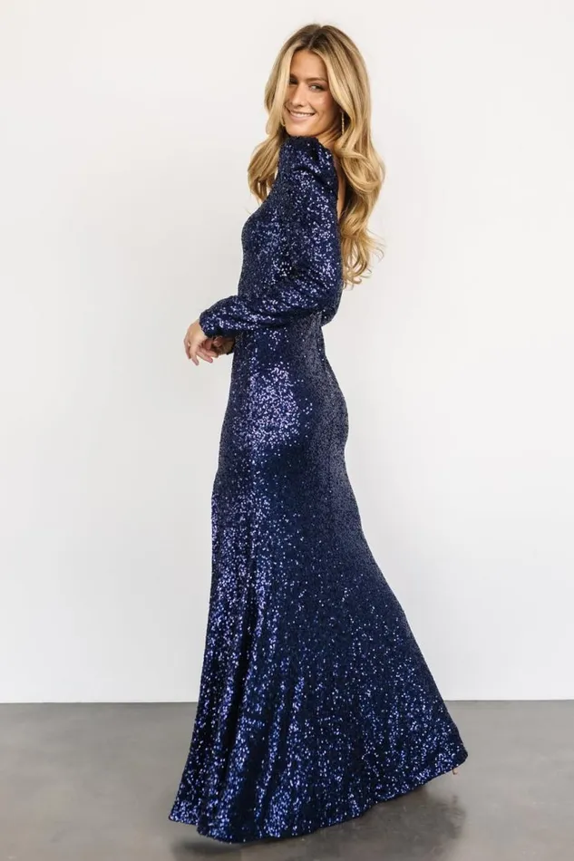 Women Nicolette Sequin Gown Navy Baltic Born Embellished and Sequined