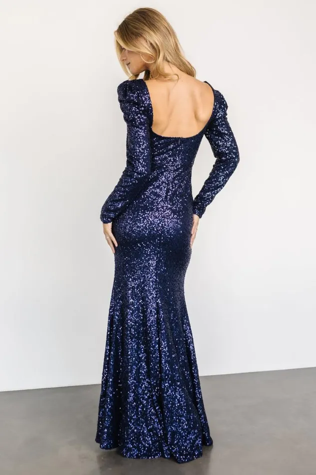 Women Nicolette Sequin Gown Navy Baltic Born Embellished and Sequined