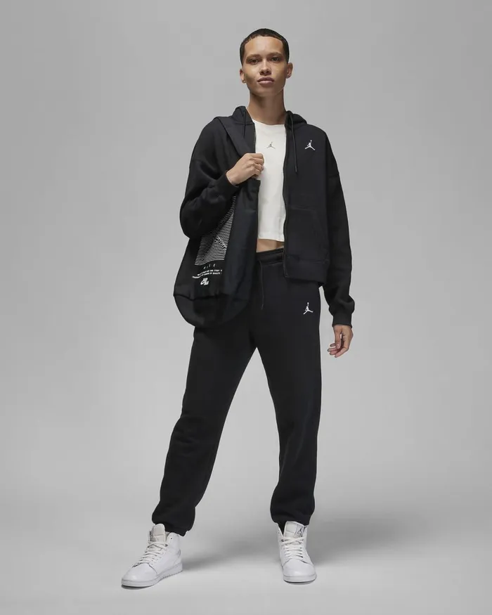 Women Nike All Clothing Jordan Brooklyn Fleece Blackwhite