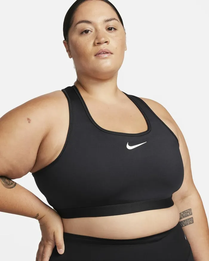 Women Nike All Clothing Swoosh High Support Blackiron Greywhite