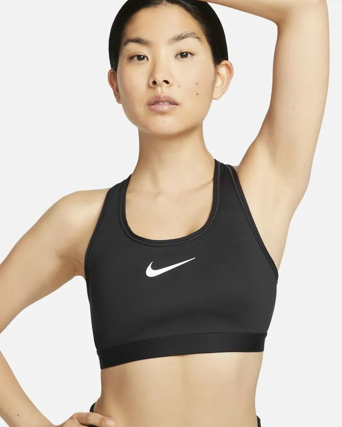 Women Nike All Clothing Swoosh High Support Blackiron Greywhite