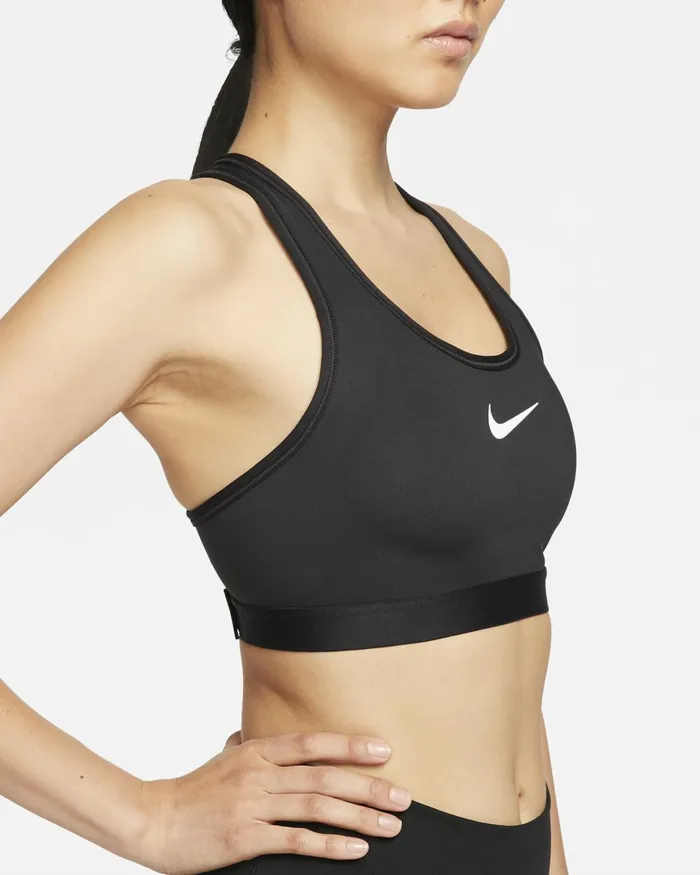 Women Nike All Clothing Swoosh High Support Blackiron Greywhite