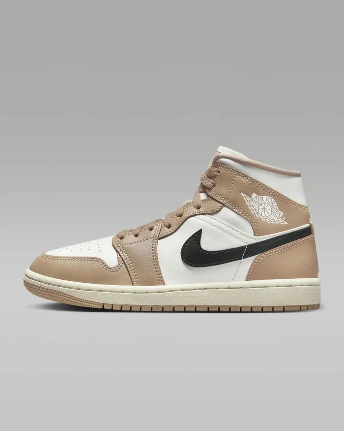 Women Nike All Shoes Air Jordan 1 Mid Saildesertblack