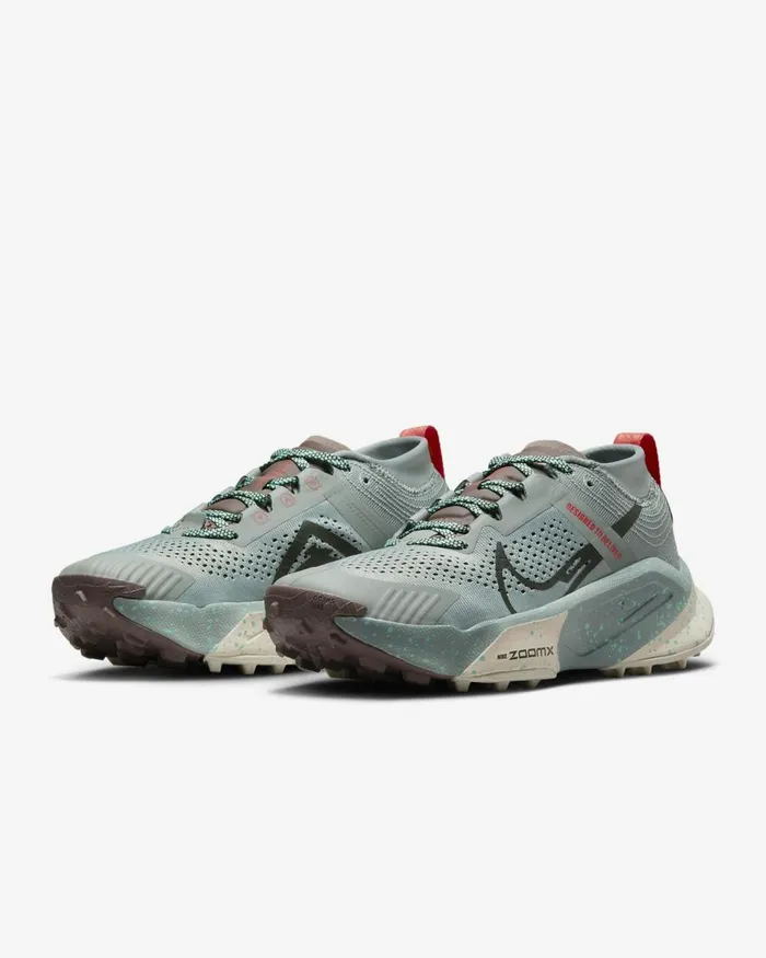 Women Nike All Shoes Zegama Mica Greenplum Eclipseamber Brownsequoia