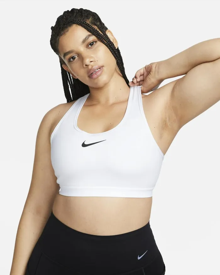 Women Nike Sports Bras Swoosh High Support Whitewhiteblack