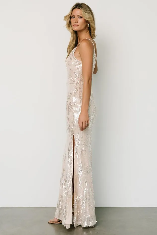 Women Nyah Sequin Gown Champagne Baltic Born Embellished and Sequined Women Nyah Sequin Gown Champagne Baltic Born Embellished and Sequined