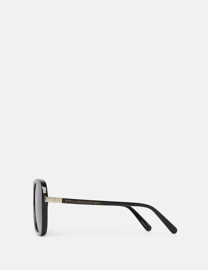 Women Oversized Square Metal Bar Sunglasses Glossy Black Stella McCartney Sunglasses Women Oversized Square Metal Bar Sunglasses Glossy Black Stella McCartney Sunglasses