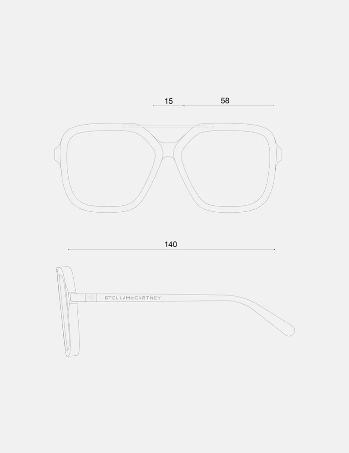 Women Oversized Square Metal Bar Sunglasses Glossy Black Stella McCartney Sunglasses Women Oversized Square Metal Bar Sunglasses Glossy Black Stella McCartney Sunglasses