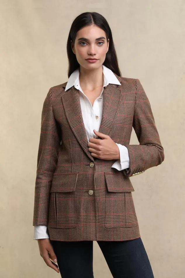 Women Paddington Blazer Clarence Check Merlot Holland Cooper Tailoring