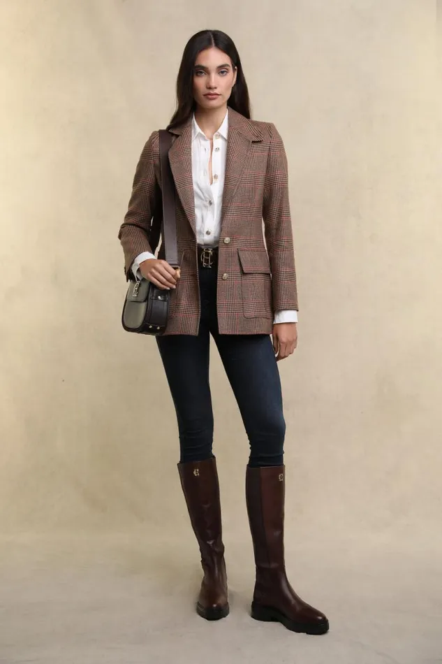 Women Paddington Blazer Clarence Check Merlot Holland Cooper Tailoring Women Paddington Blazer Clarence Check Merlot Holland Cooper Tailoring