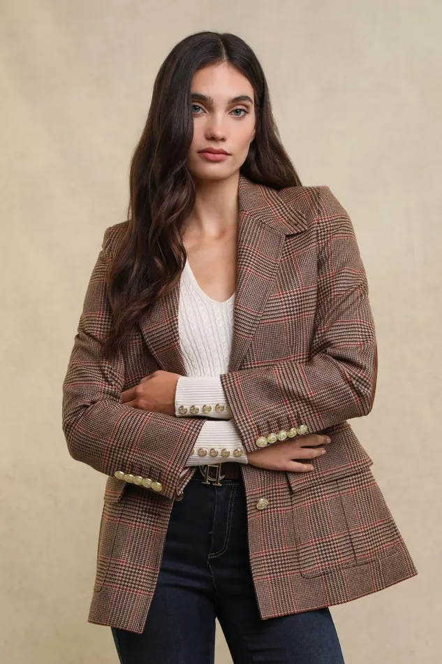 Women Paddington Blazer Clarence Check Merlot Holland Cooper Tailoring Women Paddington Blazer Clarence Check Merlot Holland Cooper Tailoring