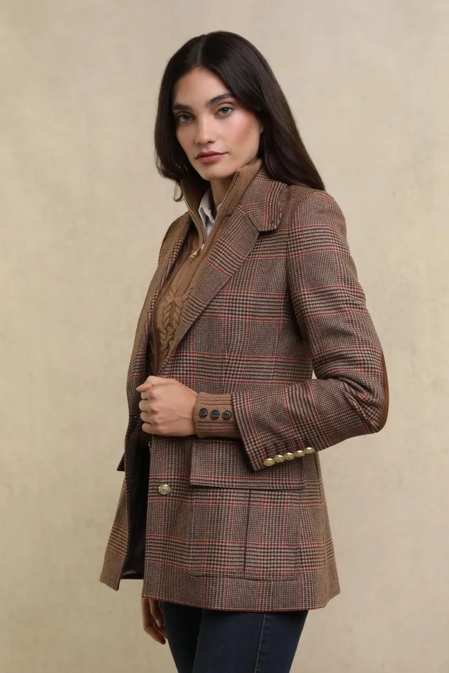 Women Paddington Blazer Clarence Check Merlot Holland Cooper Tailoring Women Paddington Blazer Clarence Check Merlot Holland Cooper Tailoring