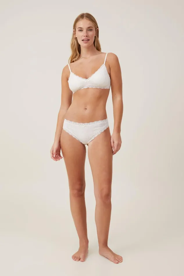 Women Panties Cotton On Organic Cotton Lace Cheeky Brief Butterscotch Marle Pointelle