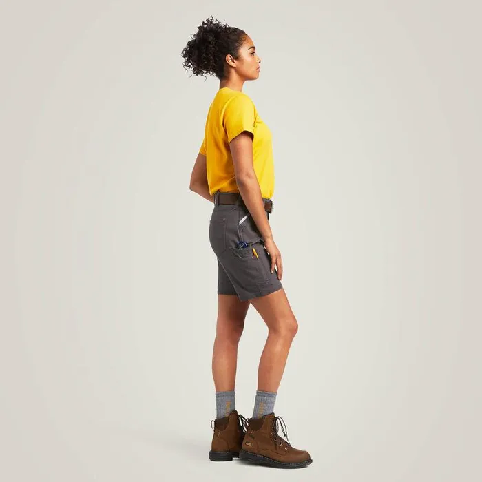 Women Pants and Shorts Ariat Rebar DuraStretch Made Tough Short Rebar Grey