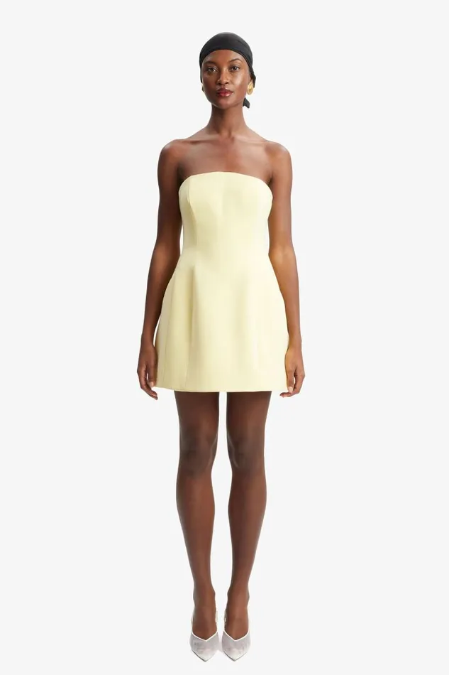 Women Party Dresses Bardot Karoline Hourglass Mini Dress In Canary Yellow Canary Yellow