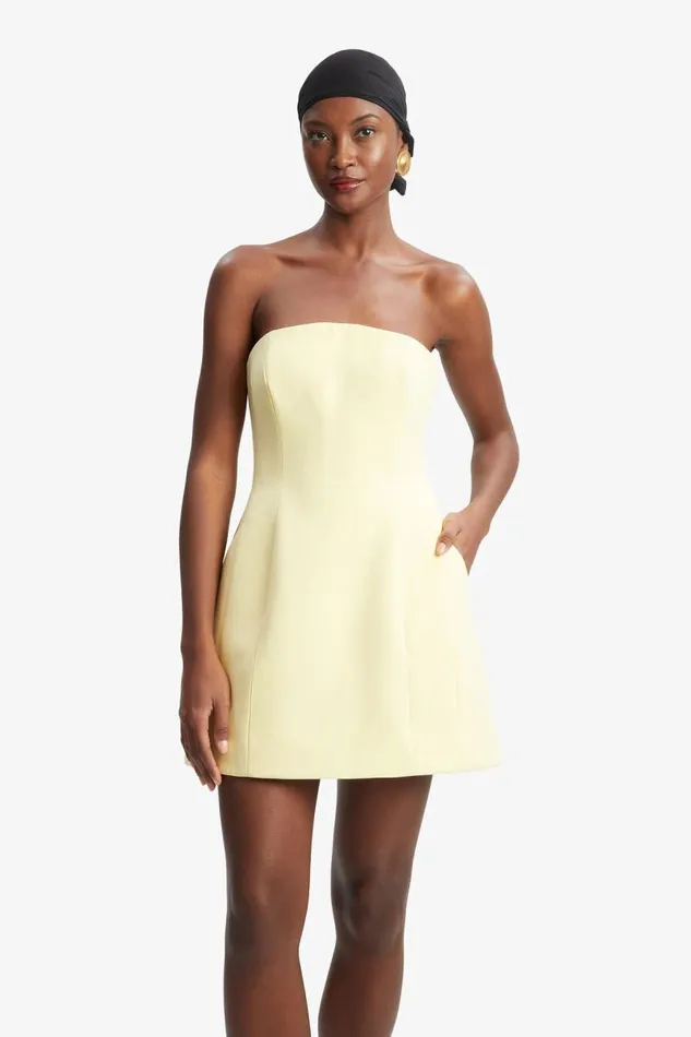Women Party Dresses Bardot Karoline Hourglass Mini Dress In Canary Yellow Canary Yellow