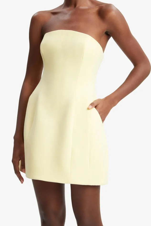 Women Party Dresses Bardot Karoline Hourglass Mini Dress In Canary Yellow Canary Yellow