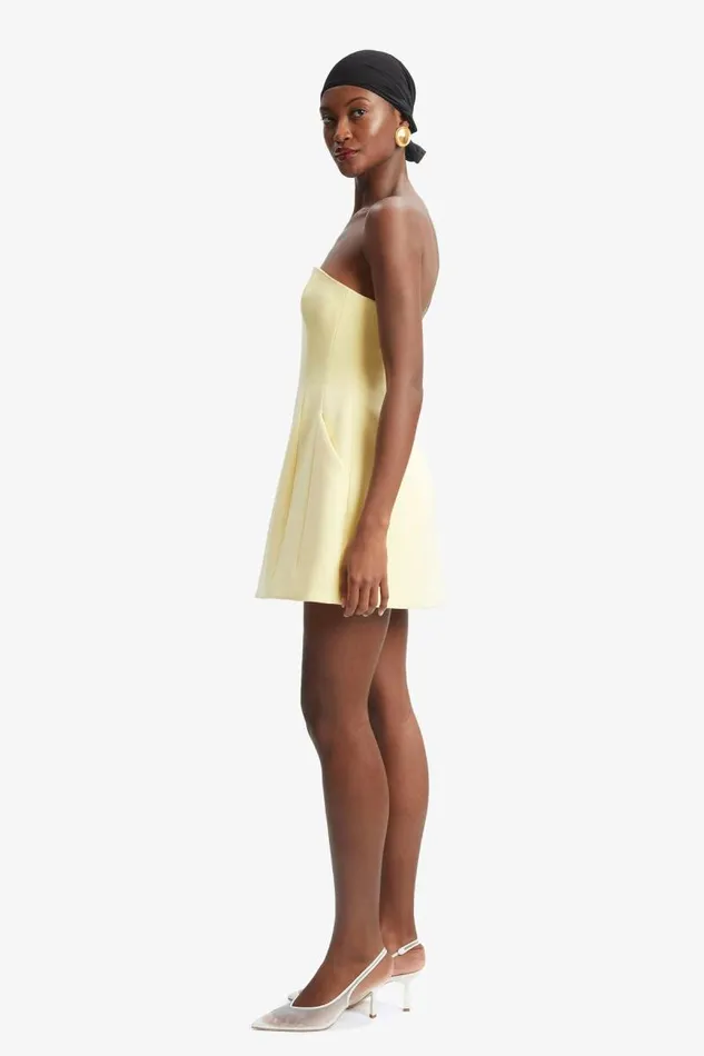 Women Party Dresses Bardot Karoline Hourglass Mini Dress In Canary Yellow Canary Yellow