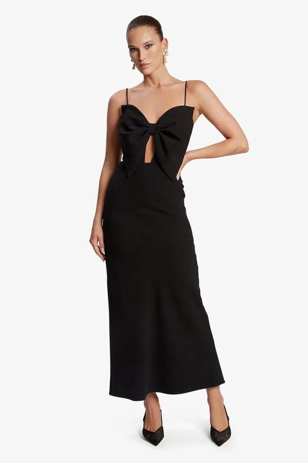 Women Party Dresses Bardot Paula Bow Maxi Dress In Black Black Women Party Dresses Bardot Paula Bow Maxi Dress In Black Black